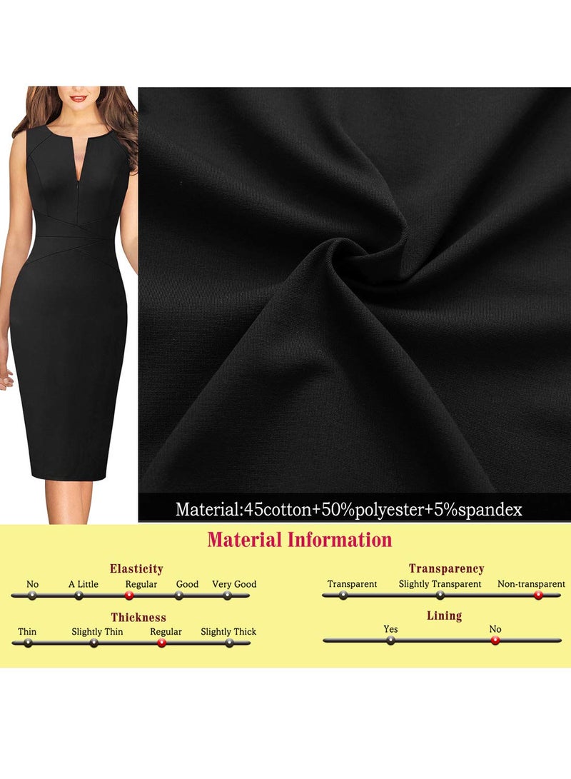 VFSHOW Womens Front Zipper Work Business Office Bodycon Dress Elegant Professional Career Church Party Pencil Sheath Dress (Black, Large) 3932 BLK L - Image 5